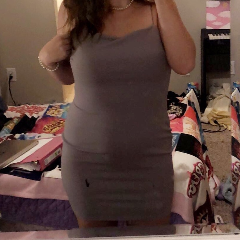 strappy purple dress